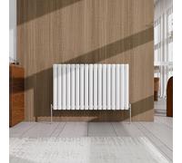 Acezanble Radiator 600×1003mm White Horizontal Double Oval Column Designer Central Heating Rad for Bathroom/Kitchen/Living Room