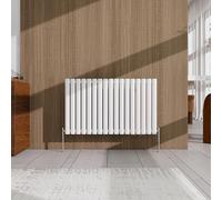 Acezanble Radiator 600×1003mm White Horizontal Single Oval Column Designer Central Heating Rad for Bathroom/Kitchen/Living Room