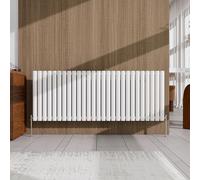 Acezanble Radiator 600×1593mm White Horizontal Single Oval Column Designer Central Heating Rad for Bathroom/Kitchen/Living Room