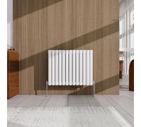 Acezanble Radiator 600×767mm White Horizontal Double Oval Column Designer Central Heating Rad for Bathroom/Kitchen/Living Room