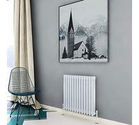 Acezanble∣Traditional 3 Column Radiator Horizontal Rads Cast Iron Style White-600x605mm Centre Heating