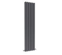 Acezanble∣Vertical Designer Oval Column Anthracite Radiator 1600x354mm Double Panel Centre Heating Perfect for Bathroom,Hallway,Living Room, Kitchen