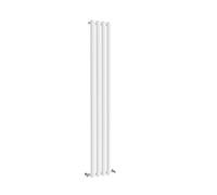 Acezanble∣Vertical Designer Oval Column Radiator White 1600x236mm Single Panel Centre Heating Radiator-Perfect for Bathroom,Hallway,Living Room, Kitchen