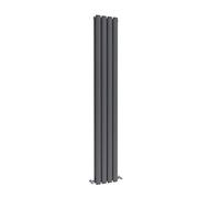 Acezanble∣Vertical Designer Radiator Oval Column Anthracite 1600x236mm Double Panel Centre Heating Radiator-Perfect for Bathroom,Hallway,Living Room, Kitchen