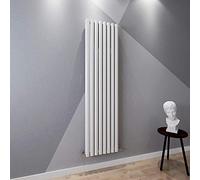 Acezanble∣White Radiators Double Oval Column Panels Vertical 1800mm Tall Radiator Centre Heating for Bathroom Kitchen Living Room Small Large Average