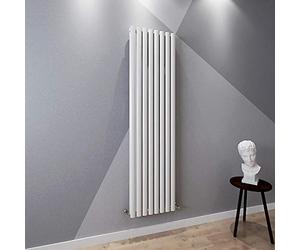 Acezanble∣White Radiators Double Oval Column Panels Vertical 1800mm Tall Radiator Centre Heating for Bathroom Kitchen Living Room Small Large Average