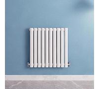 Acezanble∣White Radiators Single Oval Column Panel Horizontal 600mm Wide Low Radiator Centre Heating for Bathroom Kitchen Living Room Small Large Average