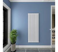 Acezanble∣White Radiators Single Oval Column Panel Vertical 1600mm Tall Radiator Centre Heating for Bathroom Kitchen Living Room Small Large Average