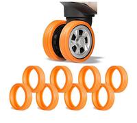 ACFELT 8 Pack Silicone Luggage Wheel Covers,Protective Suitcase Wheel,Skins for 2-2.4'' Spinner Wheels,Essential Travel Accessory for Carry-On Luggage,Scratch Noise Reduction, Orange, Classics