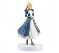 Acfigure Saber/Altria Pendragon Anime Figure FATE STAY NIGHT Character Height 19cm PVC Standing Posture Blue Dress Statue Model Toy for Collection and Decoration