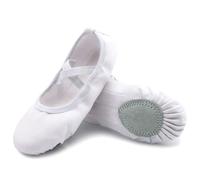 Acfoda Girls Ballet Shoes Canvas Dance Slippers Soft Comfortable Ballerina Gymnastics Yoga Flats Leather Split Sole Ballet Pumps for Children Women Adults White 2 UK