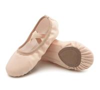 Acfoda Girls Ballet Shoes Canvas Dance Slippers Soft Comfortable Ballerina Gymnastics Yoga Flats Leather Split Sole Ballet Pumps for Children Women Adults Beige 10.5 UK Child