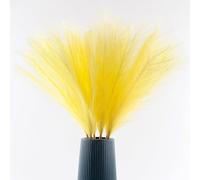 Acfruits Light Yellow Faux Pampas Grass Large Fluffy 27.6Inch Tall, 6Pcs Artificial Fake Flower Boho Decor Bulrush Reed Grass for Vase Filler Farmhouse Home Wedding Decor