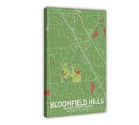 ACFTAIN Bloomfield Hills Missouri USA Map Poster Black And White Hometown City Print Modern Home Canvas Wall Art Posters And Prints Room Aesthetic Bedroom Office Decor 12x18inch(30x45cm)
