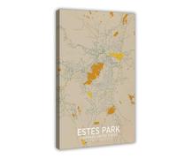 ACFTAIN Estes Park Colorado USA Map Poster Black, Hometown City Print Modern Home Canvas Art Wall Decor Posters Home Bar Restaurant Garage Cafe Logo Gift 24x36inch(60x90cm)