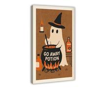 ACFTAIN Funny Halloween Witch Ghost. Scary Autumn Season. Cute Halloween. Suitable for Kitchen Or Bar Canvas Wall Art Posters And Prints Room Aesthetic Bedroom Office Decor 24" L X 36" W