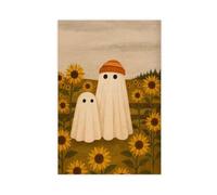 ACFTAIN Ghost in The Sunflower Field. Cute Autumn Halloween Horror Atmosphere for Children's Room Canvas Wall Art Posters And Prints Room Aesthetic Bedroom Office Decor 24" L X 36" W