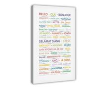 ACFTAIN Hello in Different Languages Education Classroom4 Canvas Art Wall Decor Posters Home Bar Restaurant Garage Cafe Logo Gift 12x18inch(30x45cm)