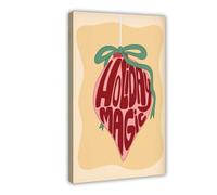 ACFTAIN Holiday Magic. Vintage Christmas Quote in Festive Medieval Style Canvas Modern Poster Wall Art Prints Paintings Living Room Bedroom Decor 16" L X 24" W