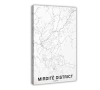 ACFTAIN MIRDITE DISTRICT ALBANIA MAP POSTER HOME TOWN CITY Canvas Modern Poster Wall Art Prints Paintings Living Room Bedroom Decor 16x24inch(40x60cm)