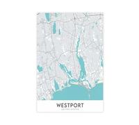 ACFTAIN Modern City Map of Westport, MA Horseneck Beach,Town Hall, Public Library, Historical Society Canvas Modern Poster Wall Art Prints Paintings Living Room Bedroom Decor 16x24inch(40x60cm)
