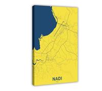ACFTAIN Nadi Fiji Map Poster Colorful Home City Canvas Wall Art Posters And Prints Room Aesthetic Bedroom Office Decor 12x18inch(30x45cm)