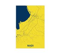 ACFTAIN Nadi Fiji Map Poster Colorful Home City Canvas Wall Art Posters And Prints Room Aesthetic Bedroom Office Decor 16x24inch(40x60cm)