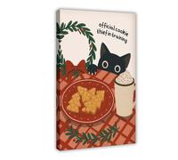 ACFTAIN Official Training Version of Cookie Thief Fun Christmas Cat Canvas Wall Art Posters And Prints Room Aesthetic Bedroom Office Decor 16x24inch(40x60cm)