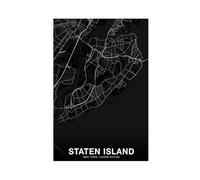 ACFTAIN Staten Island New York New York USA Map Poster Black And White Hometown City Print Modern Home Canvas Art Wall Decor Posters Home Bar Restaurant Garage Cafe Logo Gift 16x24inch(40x60cm)