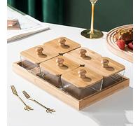 ACGrade Square Snack serving tray,Divided serving tray with lid,Household wooden divided serving tray,Fruit platter tray