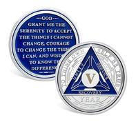 ACGZQY 5 Year Sobriety Chip - Triplate AA Coin and Medallion Sobriety Coin Recovery Chips Sober Anniversary Token Sobriety Gifts Alcoholics Anonymous Recovery for Men Women