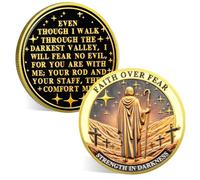 ACGZQY Faith in Darkness Coin - Christian Challenge Coin - Jesus Psalm 23:4 Inspirational Religious Token Spiritual Growth Motivational Christian Gift