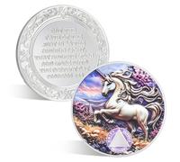 ACGZQY Flower Field Unicorn Sobriety Coin - Unicorn Light Sobriety Chip - AA Coins and Medallions Upon Awakening Recovery Addiction Sober Token Affirmation AA NA Motivation Gifts