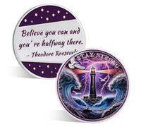 ACGZQY Guiding Lighthouse Sobriety Coin - Lighthouse Hope Sobriety Chips - AA Coins and Medallions Upon Awakening Recovery Addiction Sober Token Affirmation AA NA Motivation Gifts