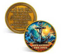 ACGZQY Hope Anchor Faith Coins - Christian Challenge Coin Encouragement Medallion Hebrews 6:19 Religious Prayer Token Sobriety & Recovery Chip Incentive Award Inspirational Commemorative Gifts