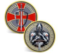 ACGZQY Knights Templar Coin - Christian Challenge Coin Armor of God Coins Religious Red Cross Encouragement Token Warrior Knight Spirit Commemorative Gift (C)