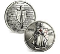 ACGZQY Knights Templar Coin - Christian Challenge Coin Armor of God Coins Religious Red Cross Standing Knight Spirit Encouragement Token Warrior Commemorative Gift