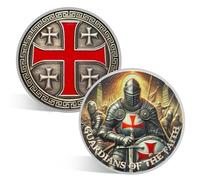 ACGZQY Knights Templar Coin - Christian Knight Challenge Coins - Armor of God Religious Coins - Red Cross Christian God Protection Warrior Spirit Commemorative Faith Coin Inspirational Gifts (E)