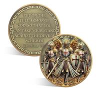 ACGZQY Knights Templar Coin -Full Armor of God Christian Challenge Coin - Armor of God Religious Coins Ephesians 6:11 Scripture - Christian God Protection Warrior Spirit Encouragement Gifts (D)