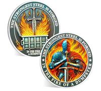 ACGZQY Knights Templar Dumpster Fire Coin - Creative Knights Dumpster Fire Token Armor of God Encouragement Challenge Coins Hilarious Medallion Funny Office Gifts