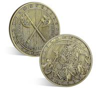 ACGZQY Lucky Viking Warrior Coin - Norse Mythology Viking Valhalla Coin with Axes Protective Talisman Amulet Viking Rune Challenge Coin Viking Gifts for Men & Women