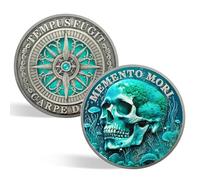 ACGZQY Memento Mori Coin - Carpe Diem Coins Inspirational Stoic Reminder Token - Novelty EDC Skull Medallions for Daily Stoic Practice Cool Stoicism Gifts Courage Worry Coins