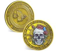 ACGZQY Memento Mori Coin - Roses Skull Memento Vivere Coin Stoic Reminder Sobriety Token DEC Cool Recovery Medallion Gifts