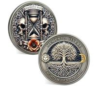 ACGZQY Memento Mori Coin - Skull Tree of Life Memento Vivere Coin Stoic EDC Challenge Coin for Daily Practice - Inspirational Motivational Reminder Token Stoicism Gifts