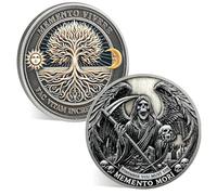 ACGZQY Memento Mori Coin - Tree of Life Memento Vivere Coin with Skull - Stoic EDC Challenge Coin for Daily Practice - Enjoy Today Motivational Reminder Token Stoicism Gifts (C)