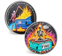 ACGZQY Skull Dumpster Fire Coin - Creative Colorful Dumpster Fire Challenge Coin Encouragement Token Inspirational Hilarious Coins The Strongest Steel is Forged Medallion Motivational Gift