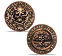 ACGZQY Skull Memento Mori Coin - Tree of Life Memento Vivere Coin with Snake - Stoic EDC Challenge Coin for Daily Practice - Enjoy Today Motivational Reminder Token Stoicism Gifts