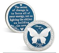 ACGZQY Sobriety Chip - Reborn Butterfly AA Coin and Medallion Sobriety Coin Vintage Recovery Chips Sober Anniversary Token Sobriety Gifts NA Alcoholics Anonymous Recovery (Silver)