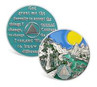 ACGZQY Sobriety Coin - 1 Year Forest River Tree Sobriety Chip Sun Recovery NA AA Chips and Medallions Sober Anniversary Token Alcoholics Anonymous Sober Gifts