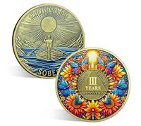 ACGZQY Sobriety Coin, 3 Year Sunflower Butterfly Sobriety Chip AA Coin and Medallions One Day at A Time Sober Token Narcotics Alcoholics Anonymous Recovery Gifts